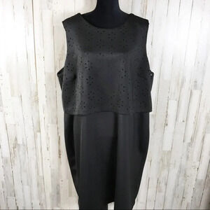 Metaphor Twofer Eyelet Cutout Black Dress LBD 3X